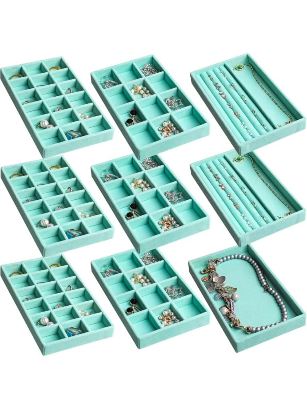 Jewelry Organizer Set of 9 - Stylish Drawer Trays for Storage & Display